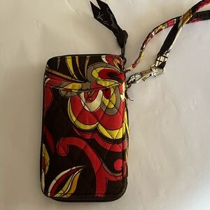 Vera Bradley Puccini Print All In One wristlet wallet Brown Floral Quilt Cotton